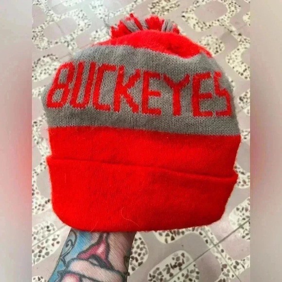 Vintage 1970’s The Ohio State University Buckeyes Woody Hayes Beanie Hat Cap Pom - Picture 3 of 7